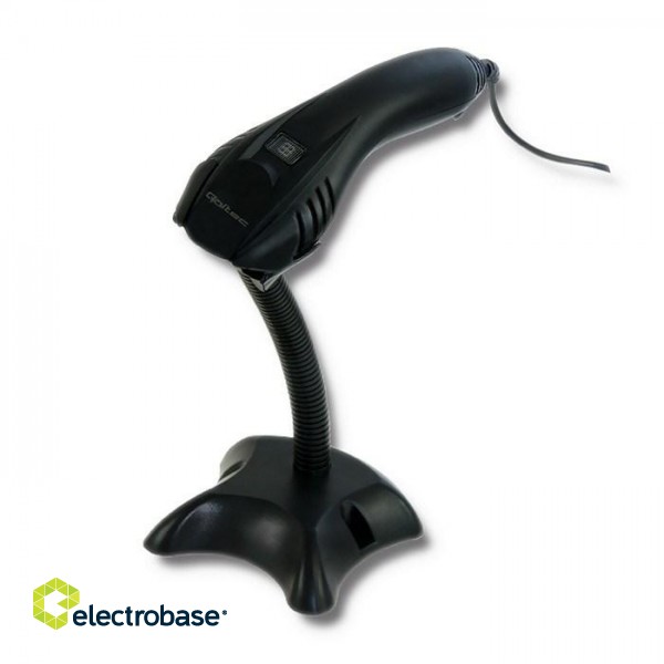 Qoltec 1D Laser Barcode Reader with Stand фото 1
