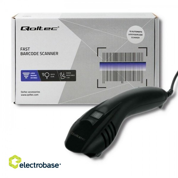 Qoltec 1D Laser Barcode Reader with Stand фото 5