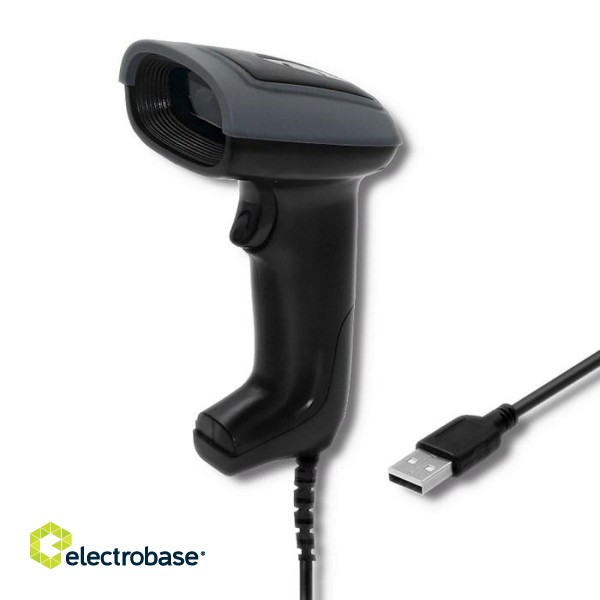 Qoltec 50863 Wired QR & BARCODE Scanner | USB image 1