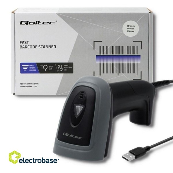 Qoltec 50863 Wired QR & BARCODE Scanner | USB image 4