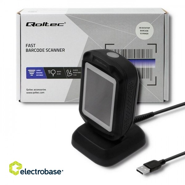 Qoltec 50864 Desktop QR & Barcode Scanner | USB image 4