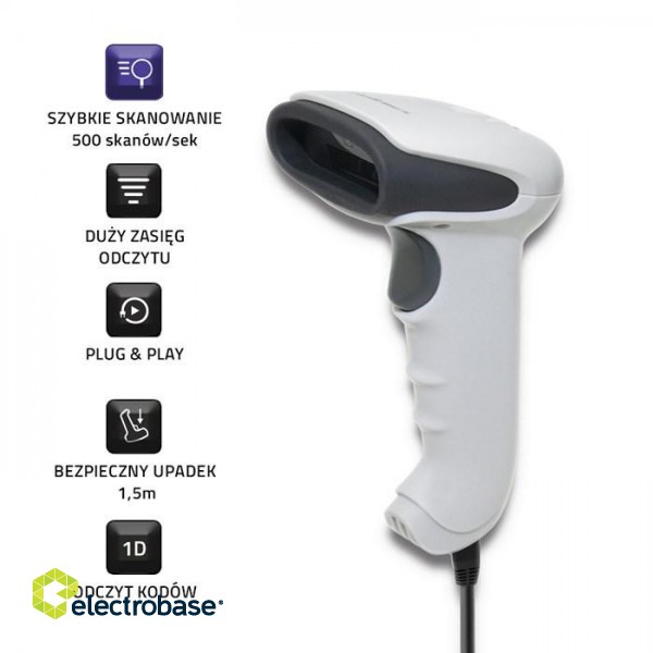 Qoltec 50865 Barcode reader 1D | CCD | USB | White фото 4