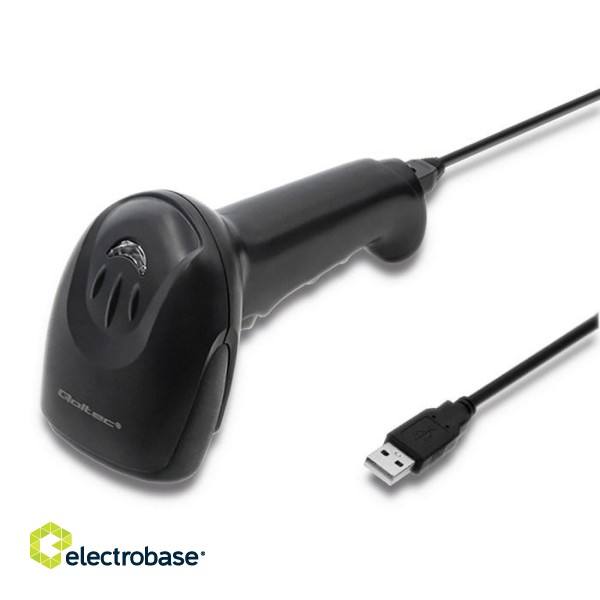 Qoltec 50866 Laser barcode reader 1D | CCD | USB | Black фото 4