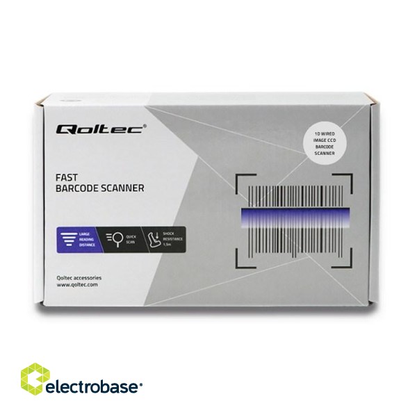 Qoltec 50866 Laser barcode reader 1D | CCD | USB | Black фото 5
