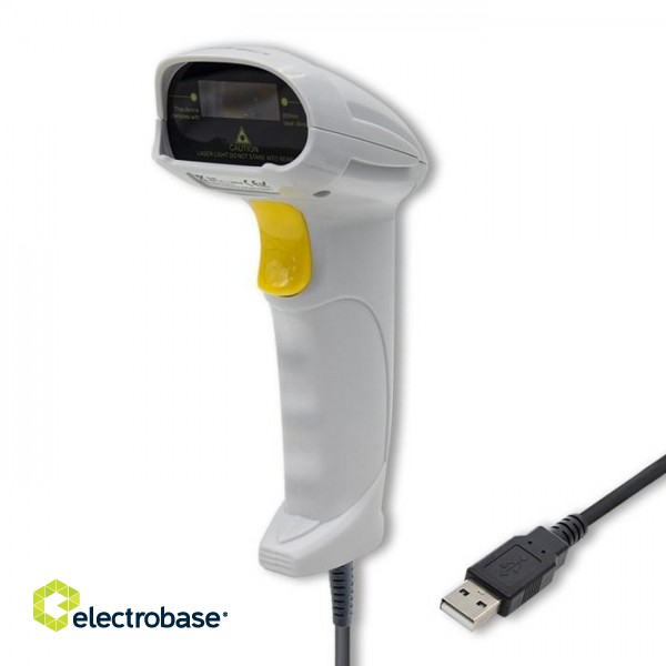 Qoltec 50877 Laser scanner 1D | USB | White фото 1