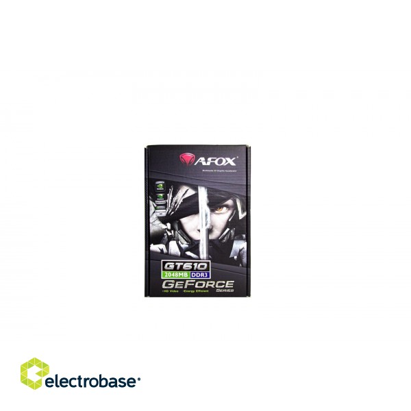 AFOX Geforce GT610 2GB DDR3 64Bit DVI HDMI VGA LP Fan 	AF610-2048D3L7-V8 paveikslėlis 1