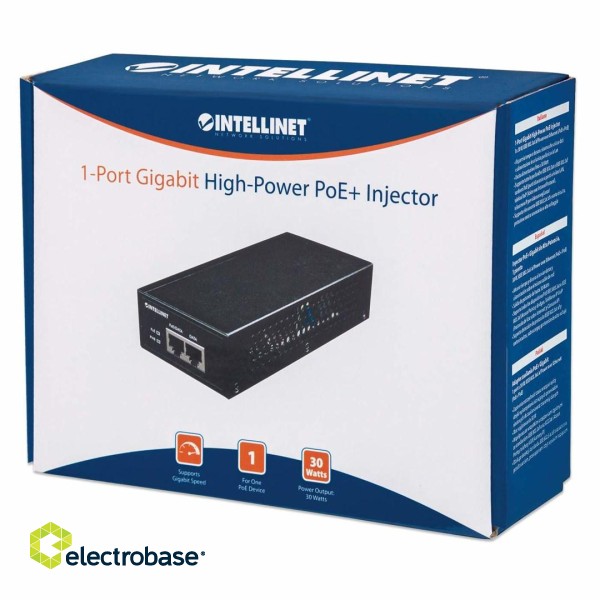Intellinet Gigabit High-Power PoE+ Injector, 1 x 30 W, IEEE 802.3at/af Power over Ethernet (PoE+/PoE) фото 7