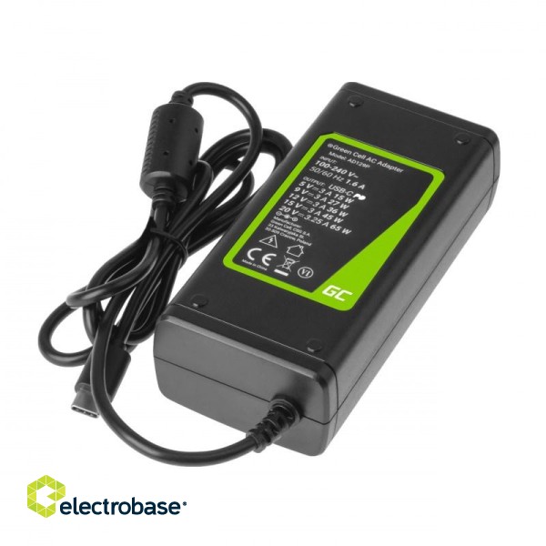 Green Cell AD134P USB-C charger AC adapter 65W for notebook tablet smartphone фото 1