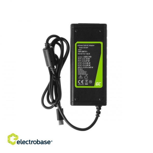 Green Cell AD134P USB-C charger AC adapter 65W for notebook tablet smartphone image 4