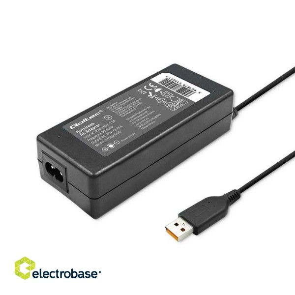 Qoltec 51502 Power adapter for Lenovo | 65W | 20V | 3.25A | Yoga Pro Plug | +power cable image 3