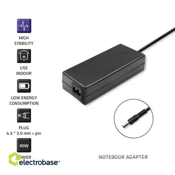 Qoltec 51516.90W Power adapter for Dell | 90W | 19.5V | 4.62A | 4.5*3.0+pin | +power cable фото 3