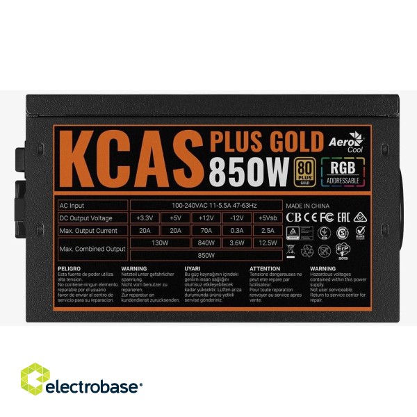 Aerocool KCAS PLUS GOLD 850W power supply unit 20+4 pin ATX Black image 2