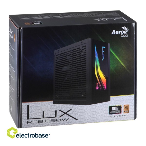 Aerocool LUX RGB 650M power supply unit 650 W Black paveikslėlis 4