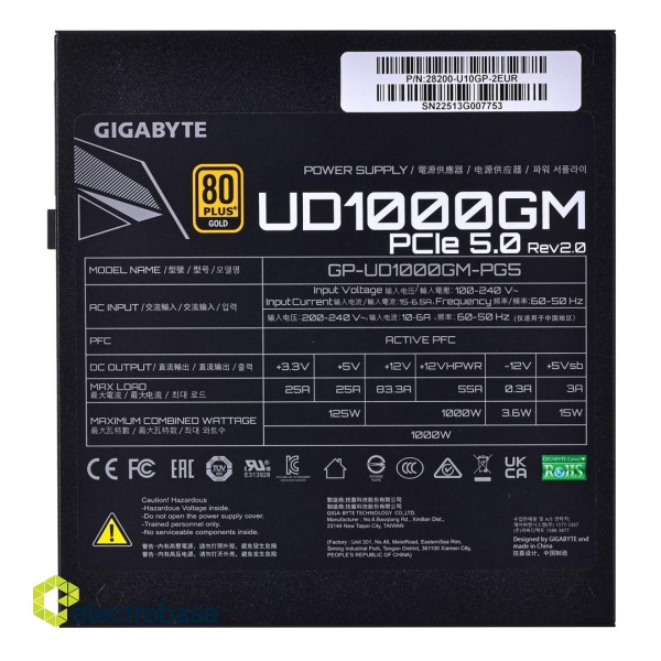 Gigabyte UD1000GM PG5 power supply unit 1000 W 20+4 pin ATX ATX Black image 4