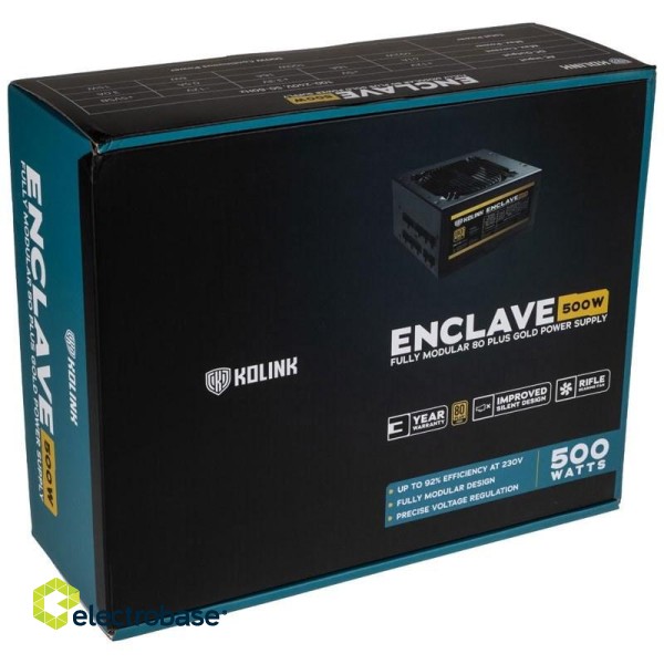 Kolink Enclave 80 PLUS Gold PSU, modular - 500 Watt paveikslėlis 7