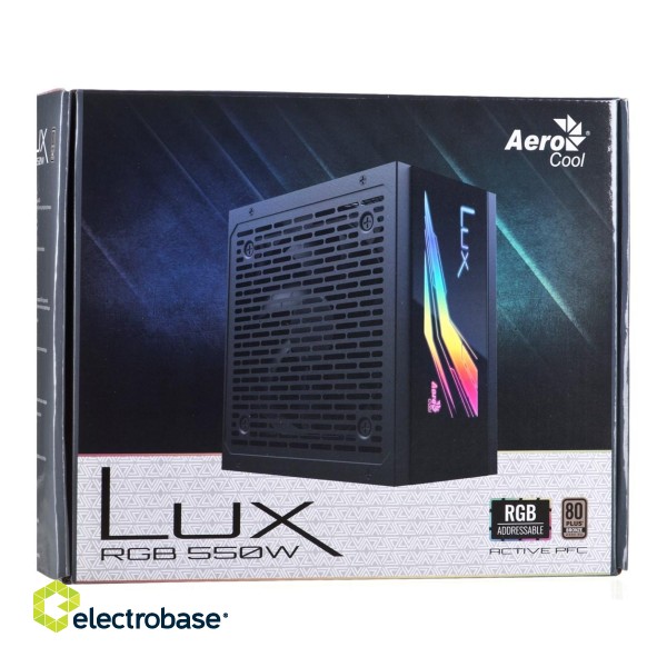Power supply Aerocool Lux RGB 550M 550 W Black paveikslėlis 6