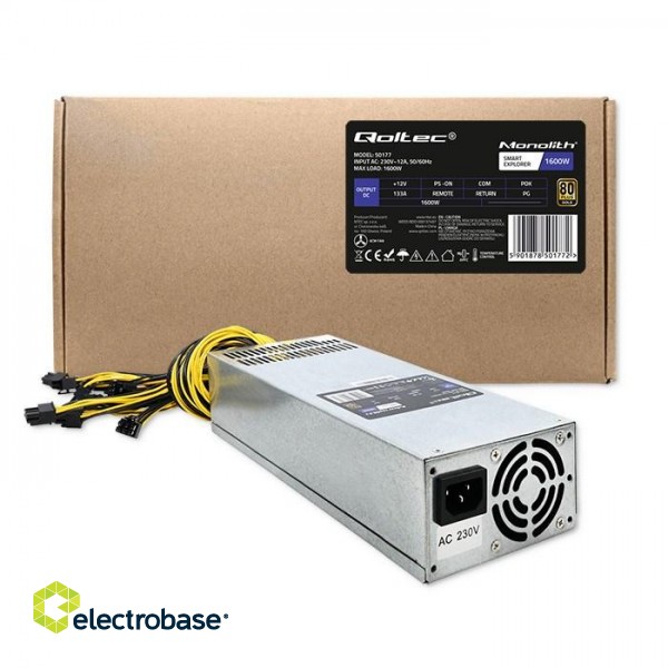 Qoltec 50177 PCI-E power supply Smart 1600W | 80 Plus Gold - Data mining фото 4