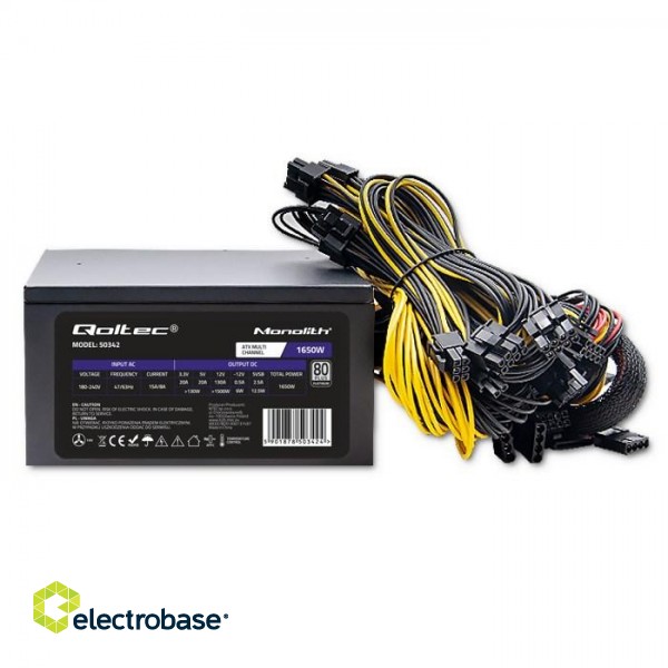 Qoltec 50342 ATX 1650W power supply | 80 Plus Platinum фото 8