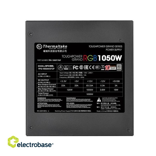 Thermaltake Toughpower Grand RGB 1050W Platinum power supply unit ATX Black paveikslėlis 7