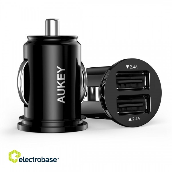 AUKEY CC-S1 Mini mobile device charger 2xUSB-A 24W 4.8A Black Auto image 1