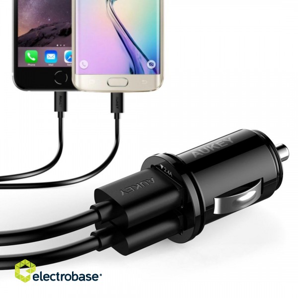 AUKEY CC-S1 Mini mobile device charger 2xUSB-A 24W 4.8A Black Auto image 5