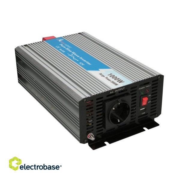 Extralink OPIP-1000W | Voltage converter | 12V - 230W, 1000W, pure sine paveikslėlis 1