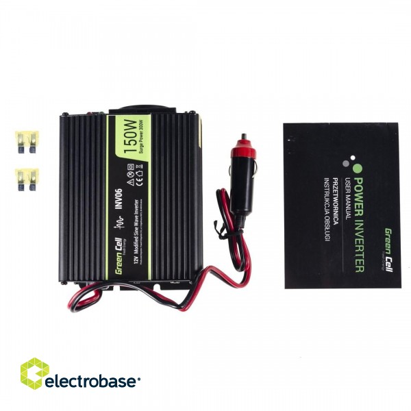 Green Cell INV06 power adapter/inverter Auto 150 W Black paveikslėlis 2