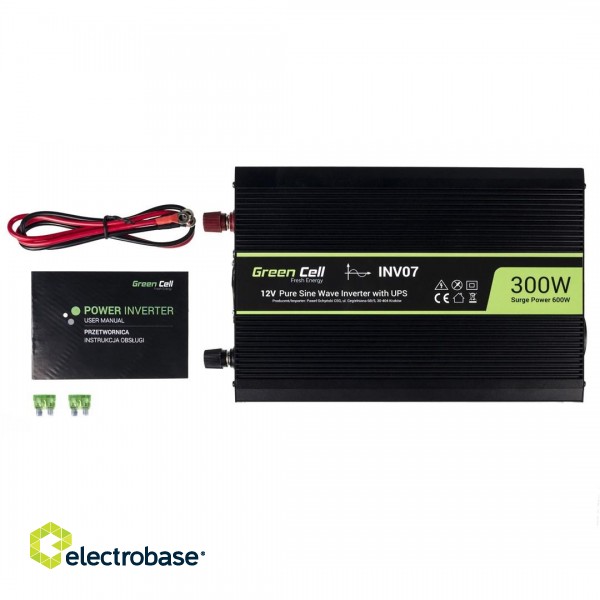 Green Cell INV07 power adapter/inverter Auto 300 W Black фото 2