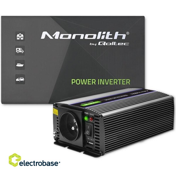 Qoltec 51925 Monolith voltage converter 1200 MS Wave |12V to 230V | 600/1200W | USB фото 10