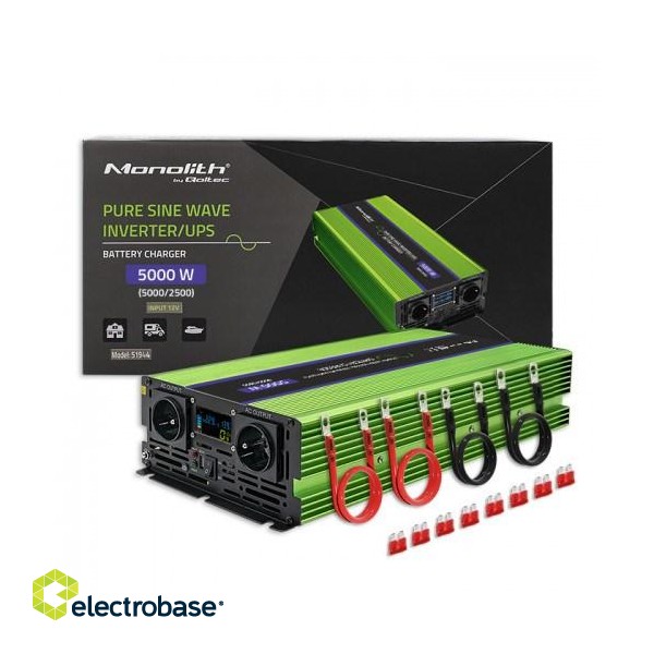 Qoltec Monolith power adapter/inverter Auto 5000 W Green фото 1