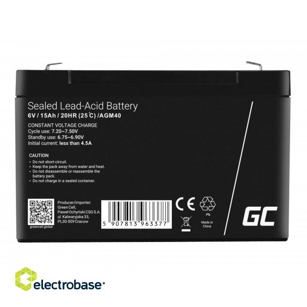 Green Cell AGM40 UPS battery Sealed Lead Acid (VRLA) 6 V 15 Ah image 1