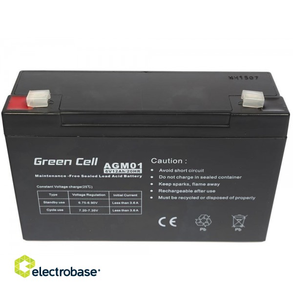 Green Cell AGM Battery 6V 12Ah - Batterie - 12.000 mAh Sealed Lead Acid (VRLA) paveikslėlis 4