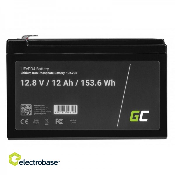 Green Cell CAV08 vehicle battery Lithium Iron Phosphate (LiFePO4) 12 Ah 12.8 V Marine / Leisure image 1