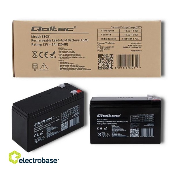 Qoltec 53031 AGM battery | 12V | 9Ah | max 135A image 5