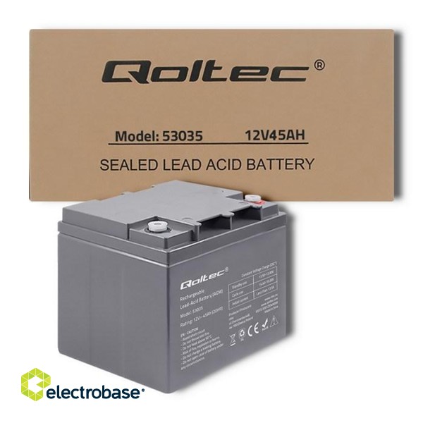 Qoltec 53035 AGM battery | 12V | 45Ah | max 540A image 6