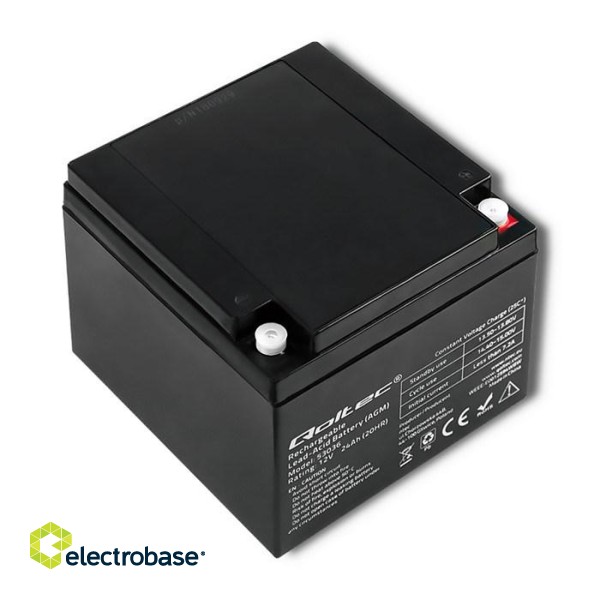 Qoltec 53036 AGM battery | 12V | 24Ah | max 360A фото 5