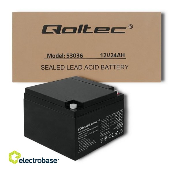 Qoltec 53036 AGM battery | 12V | 24Ah | max 360A paveikslėlis 6