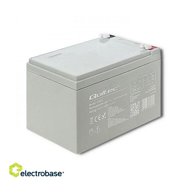 Qoltec 53045 AGM battery | 12V | 14Ah | max. 210A