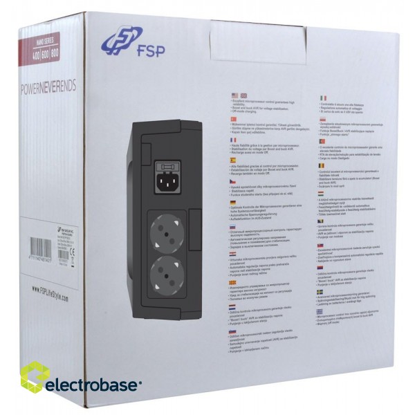 FSP Nano 800 uninterruptible power supply (UPS) Standby (Offline) 0.8 kVA 480 W 2 AC outlet(s) фото 2