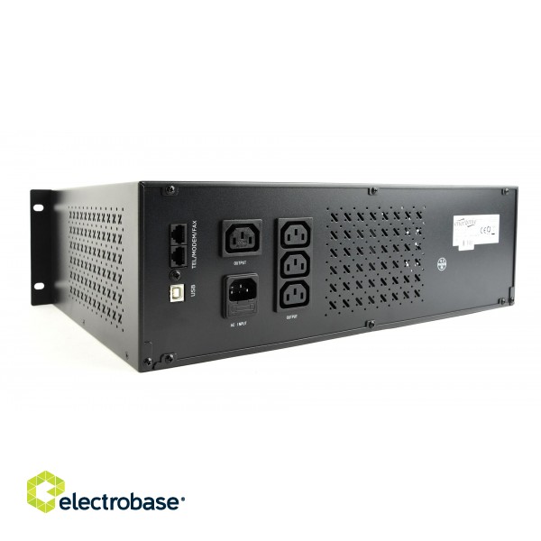 Gembird - Ups rack 19'' 3.4u 1500va, 4xiec 230v out, iec14 in,rj11, usb, lcd Line-Interactive 1.5 kVA 900 W 4 AC outlet(s) image 4