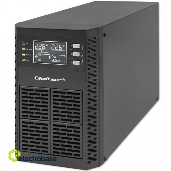 Qoltec 52280 Uninterruptible Power Supply UPS | 1kVA | 1000W | Power factor 1.0 | LCD | EPO | USB | On-line image 1