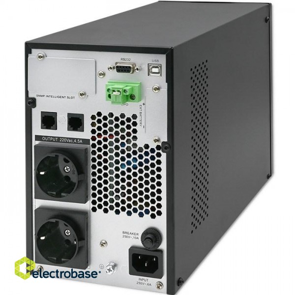 Qoltec 52280 Uninterruptible Power Supply UPS | 1kVA | 1000W | Power factor 1.0 | LCD | EPO | USB | On-line image 2