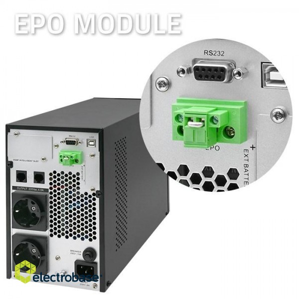 Qoltec 52280 Uninterruptible Power Supply UPS | 1kVA | 1000W | Power factor 1.0 | LCD | EPO | USB | On-line image 4