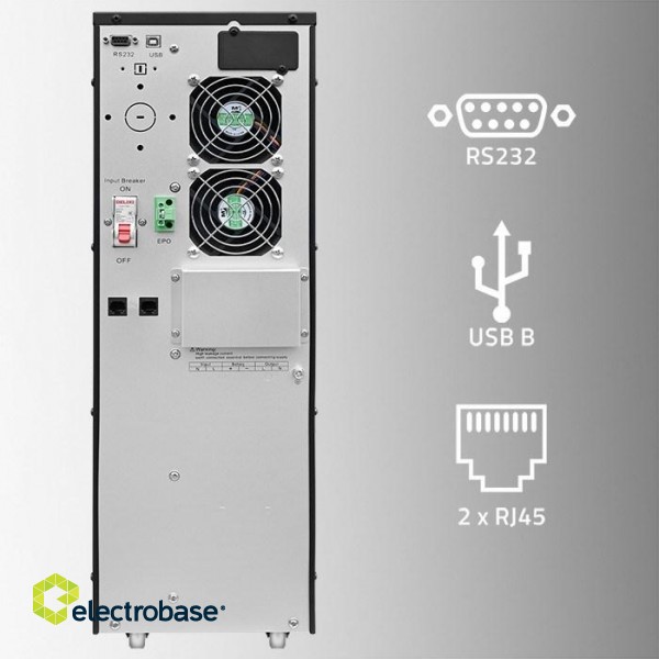 Qoltec 52284 Uninterruptible Power Supply UPS | 10kVA | 10000W | Power factor 1.0 | LCD | EPO | USB | On-line фото 6