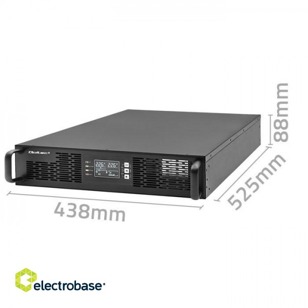 Qoltec 52285 Uninterruptible Power Supply UPS for RACK | 1kVA | 1000W | Power factor 1.0 | LCD | EPO | USB | On-line фото 8
