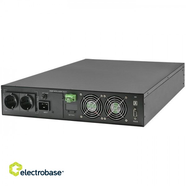 Qoltec 52287 Uninterruptible Power Supply UPS for RACK | 3kVA | 3000W | Power factor 1.0 | LCD | EPO | USB | On-line image 2