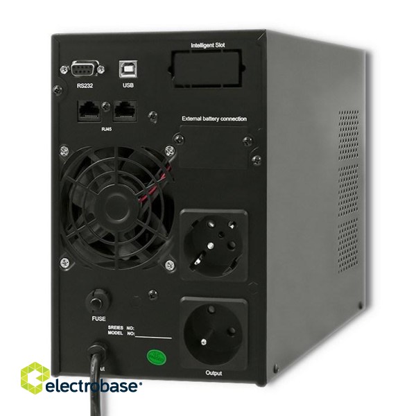 Qoltec 53042 Uninterruptible Power Supply | On-line | Pure Sine Wave | 1kVA | 800W | LCD image 2