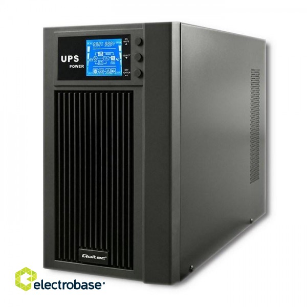 Qoltec Zasilacz awaryjny UPS On-line | Pure Sine Wave | 3kVA | 2.4kW | LCD | USB image 1