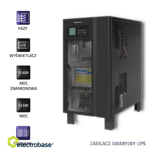 Qoltec 53949 Uninterruptible power supply 3-phase UPS | 15KVA | 12kW | LCD image 3