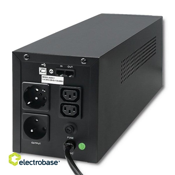 Qoltec 53953 Uninterruptible Power Supply | Monolith | 1000VA | 600W | LCD | USB фото 2